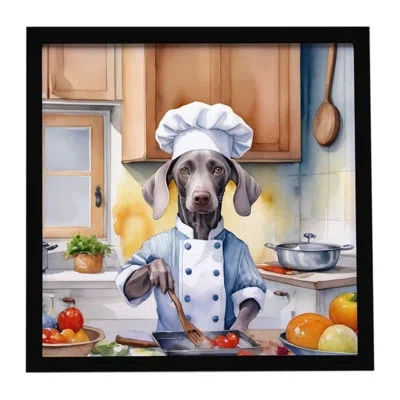 Caroline's Treasures Weimaraner The Chef Framed Metal Print In Multi