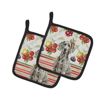 Caroline's Treasures Weimaraner Vegetables Pair Of Pot Holders In Multicolor