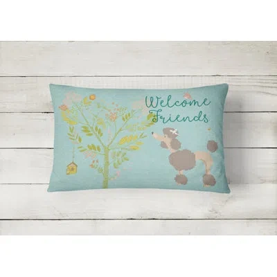 Caroline's Treasures Welcome Friends Poodle Indoor/outdoor Throw Pillow In Brown