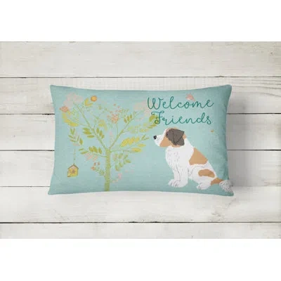 Caroline's Treasures Welcome Friends Saint Bernard Indoor/outdoor Throw Pillow