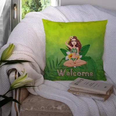 Caroline's Treasures Welcome Lady In Bikini Summer Indoor/outdoor Throw Pillow