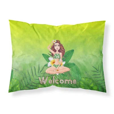 Caroline's Treasures Welcome Lady In Bikini Summer Pillowcase In Green