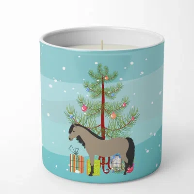 Caroline's Treasures Welsh Pony Horse Christmas 10 oz Decorative Soy Candle In Blue;green