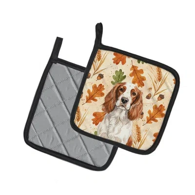 Caroline's Treasures Welsh Springer Spaniel Heirloom Fall Pair Of Pot Holders In Multicolor