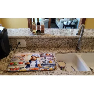 Caroline's Treasures Welsh Terrier The Chef Dish Drying Mat In Natural
