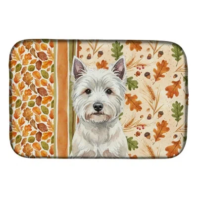 Caroline's Treasures Westie Heirloom Fall Dish Drying Mat In Natural