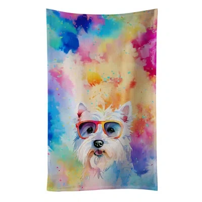 Caroline's Treasures Westie Hippie Dawg Kitchen Towel In Multicolor