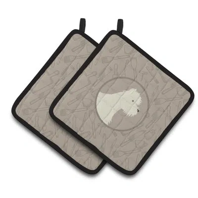 Caroline's Treasures Westie In The Kitchen Potholder In White;gray