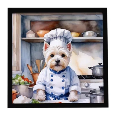 Caroline's Treasures Westie The Chef Framed Metal Print In Multi