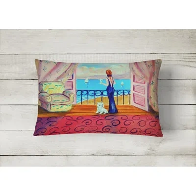 Caroline's Treasures Westie With Mom And A View Indoor/outdoor Throw Pillow