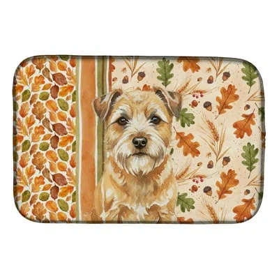 Caroline's Treasures Wheaten Border Terrier Heirloom Fall Dish Drying Mat In Natural