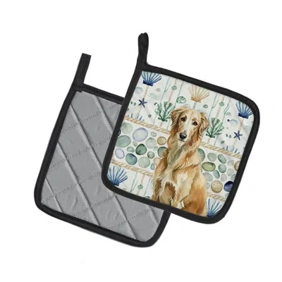 Caroline's Treasures Wheaten Scottish Deerhound Coastal Sea Glass Pair Of Pot Holders In Multicolor