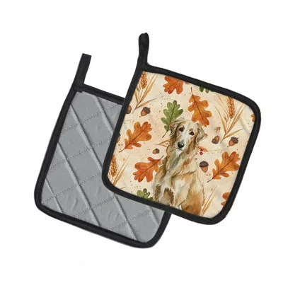 Caroline's Treasures Wheaten Scottish Deerhound Heirloom Fall Pair Of Pot Holders In Multicolor