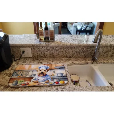 Caroline's Treasures Wheaten Terrier The Chef Dish Drying Mat In Natural