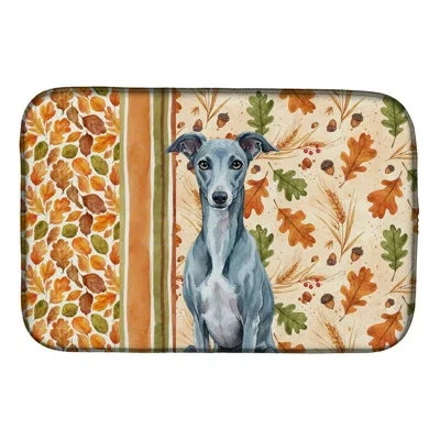 Caroline's Treasures Whippet Heirloom Fall Dish Drying Mat In Natural