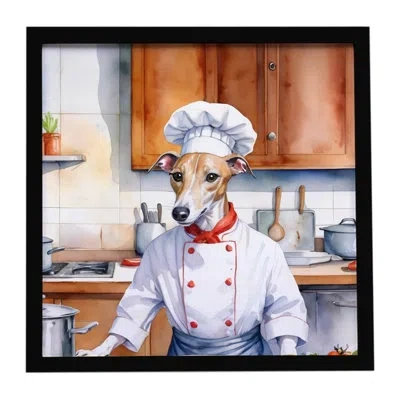 Caroline's Treasures Whippet The Chef Framed Metal Print In Multi