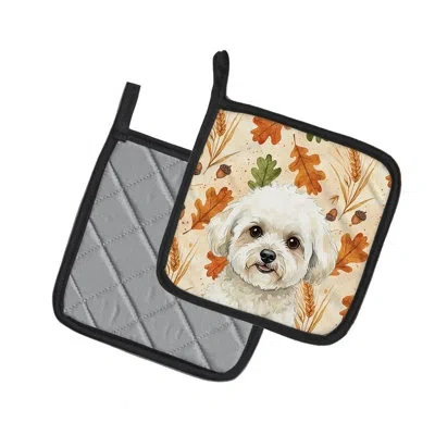 Caroline's Treasures White And Cream Bichon Frise Heirloom Fall Pair Of Pot Holders In Multicolor