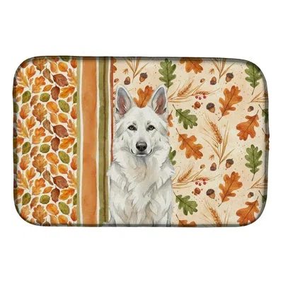 Caroline's Treasures White German Shepherd Heirloom Fall Dish Drying Mat In Natural