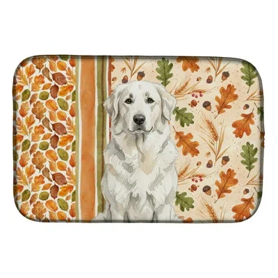Caroline's Treasures White Great Pyrenees Heirloom Fall Dish Drying Mat In Natural