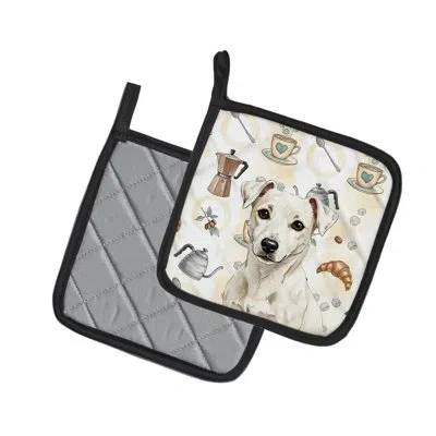Caroline's Treasures White Jack Russell Terrier Coffee Bar Pair Of Pot Holders In Multicolor