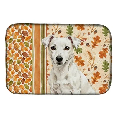 Caroline's Treasures White Jack Russell Terrier Heirloom Fall Dish Drying Mat In Natural