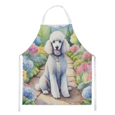 Caroline's Treasures White Poodle Spring Path Apron In Multicolor