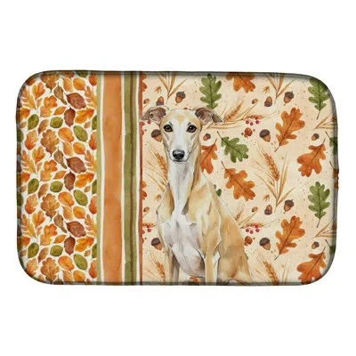 Caroline's Treasures White Whippet Heirloom Fall Dish Drying Mat In Natural