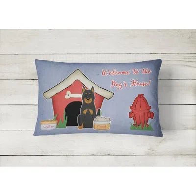Caroline's Treasures Wildlife Dog Dog House Indoor/outdoor Blue Lumbar Pillow