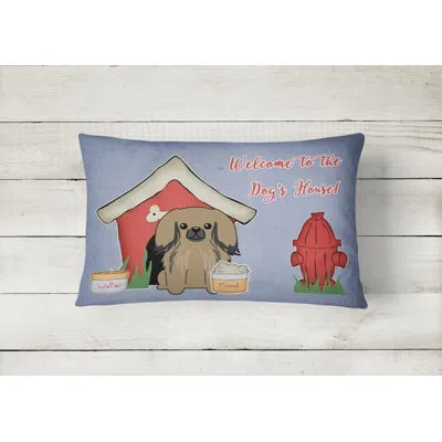 Caroline's Treasures Wildlife Dog House Handmade Indoor/outdoor Heavyweight Canvas Lumbar Pillow In Tan