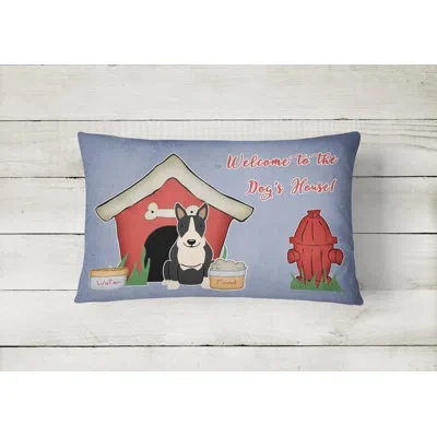 Caroline's Treasures Wildlife Dog House Indoor/outdoor Graphic Print Lumbar Pillow In Black,white