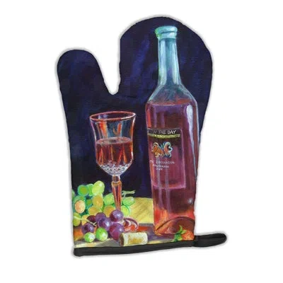 Caroline's Treasures Wine Bottle And Glass Oven Mitt In Blue;red
