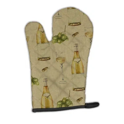Caroline's Treasures Wine On Linen Oven Mitt In Brown;green