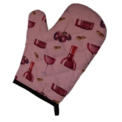 Caroline's Treasures Wine On Linen Oven Mitt In Red;rubby Pink
