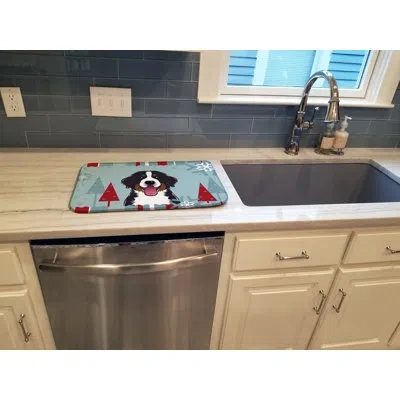 Caroline's Treasures Winter Holiday Bernese Mountain Dog Drying Mat In Blue;blue