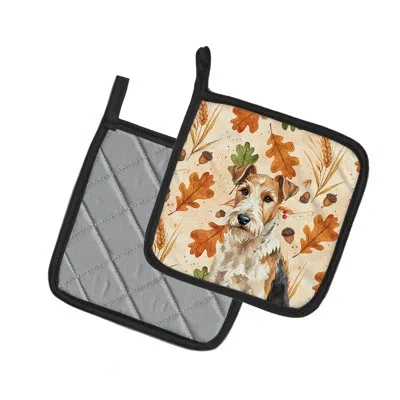 Caroline's Treasures Wire Fox Terrier Heirloom Fall Pair Of Pot Holders In Multicolor