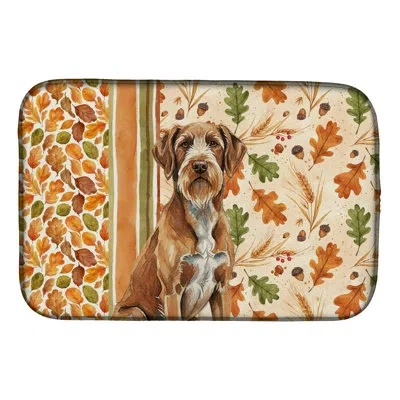 Caroline's Treasures Wirehaired Pointing Griffon Heirloom Fall Dish Drying Mat In Natural