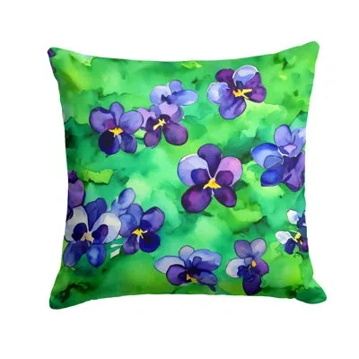 Caroline's Treasures Wisconsin Wood Violets In Watercolor Throw Pillow In Multicolor