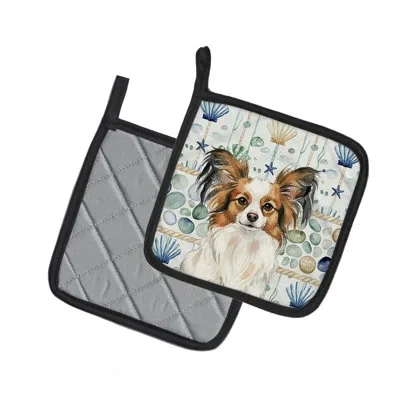 Caroline's Treasures With Sable Papillon Coastal Sea Glass Pair Of Pot Holders In Multicolor