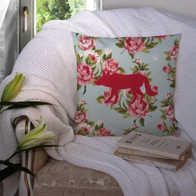 Caroline's Treasures Wolf Shabby Elegance Blue Roses Indoor/outdoor Throw Pillow