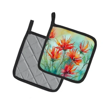 Caroline's Treasures Wyoming Indian Paintbrush In Watercolor Pair Of Pot Holders In Multi