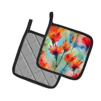 Caroline's Treasures Wyoming Indian Paintbrush In Watercolor Pair Of Pot Holders In Multi