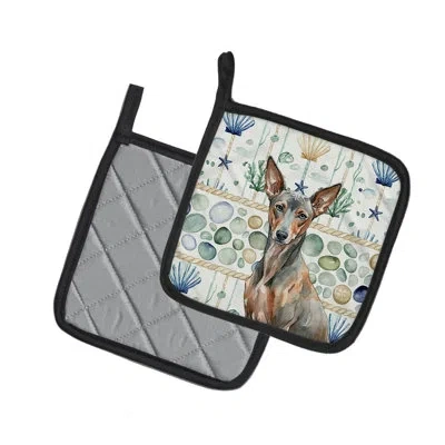 Caroline's Treasures Xoloitzcuintli Coastal Sea Glass Pair Of Pot Holders In Multicolor