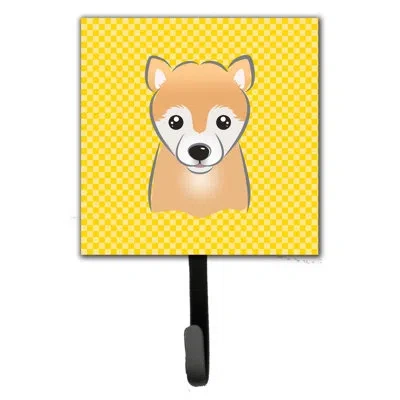 Caroline's Treasures Yellow Checke Shiba Inu Wall Hook