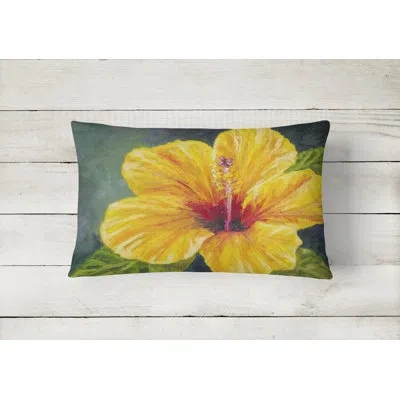 Caroline's Treasures Yellow Hibiscus By Malenda Trick Fabric Indoor/outdoor Throw Pillow
