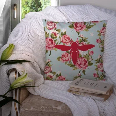 Caroline's Treasures Yellow Jacket Shabby Elegance Blue Roses Indoor/outdoor Throw Pillow