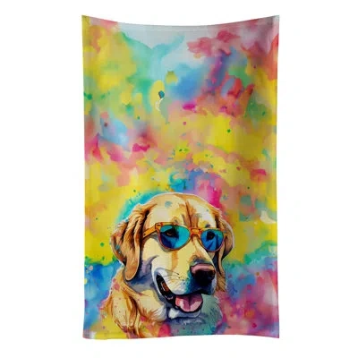 Caroline's Treasures Yellow Labrador Hippie Dawg Kitchen Towel In Multicolor