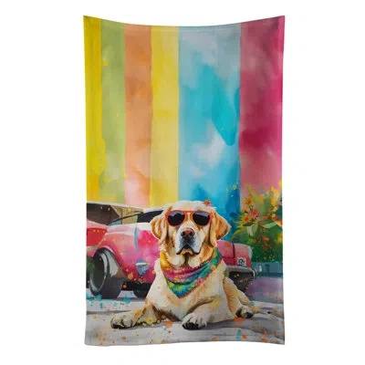 Caroline's Treasures Yellow Labrador Hippie Dawg Kitchen Towel In Multicolor