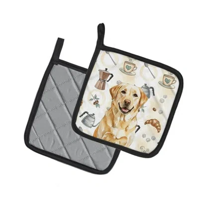 Caroline's Treasures Yellow Labrador Retriever Coffee Bar Pair Of Pot Holders In Multicolor