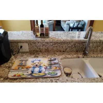 Caroline's Treasures Yellow Labrador Retriever The Chef Dish Drying Mat In Natural