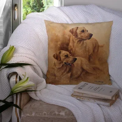 Caroline's Treasures Yellow Labs By Michael Herring Indoor / Outdoor 14" Throw Pillow